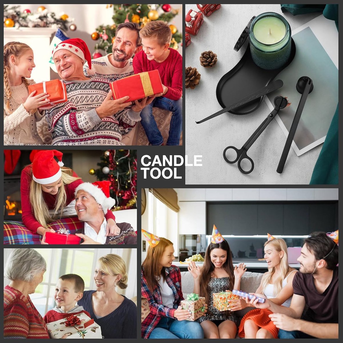 Candle Extinguisher - 3 in 1 Candle Accessory Set - Candle Key, Mini Candle Extinguisher, Candle Key - Perfect for Candle and Fragrance Lovers (3-Piece Set, Black)