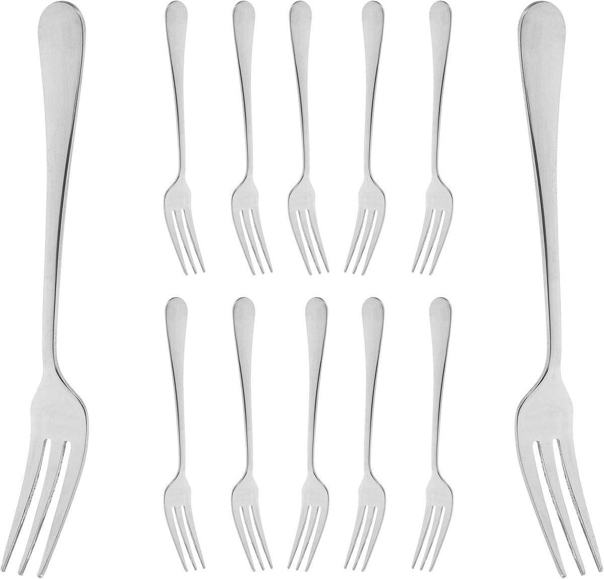 Fruit Forks - 12 pieces - Mini fruit forks made of stainless steel - Portable fruit forks - For snacks and desserts - Suitable for family gatherings and restaurants - Cutlery for formal dinners and outdoor events