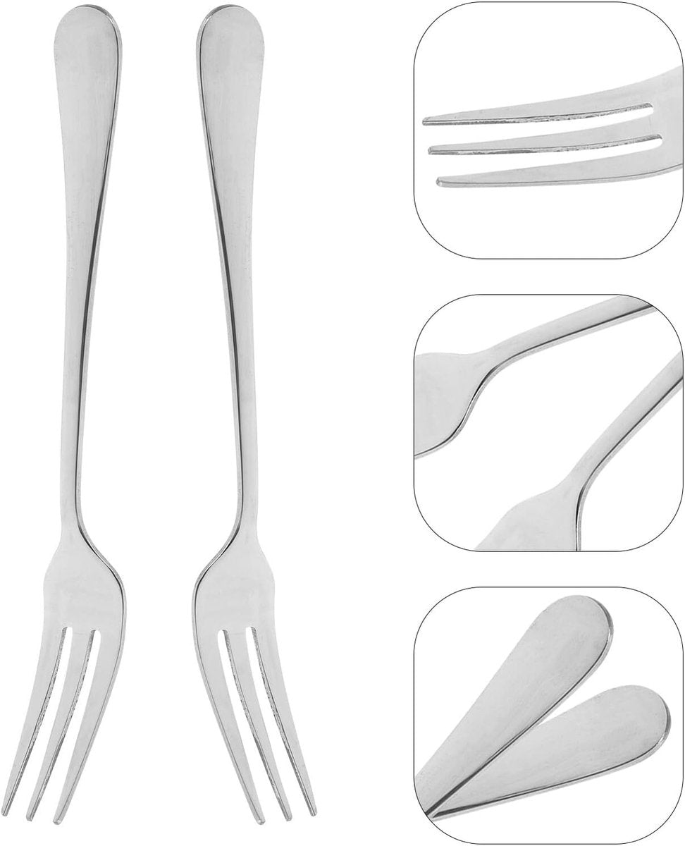 Fruit Forks - 12 pieces - Mini fruit forks made of stainless steel - Portable fruit forks - For snacks and desserts - Suitable for family gatherings and restaurants - Cutlery for formal dinners and outdoor events