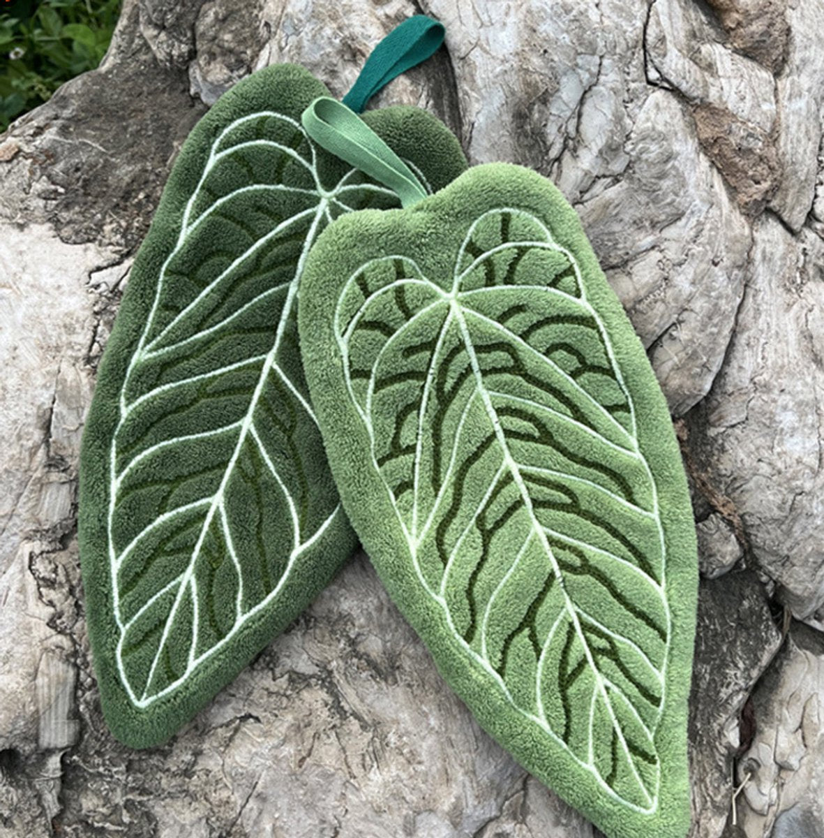 Towels - Towel Set - Soft, absorbent coral fleece kitchen and bathroom towels with hanging loops for easy dishwashing and hand washing - 2-pack (dark green, light green)