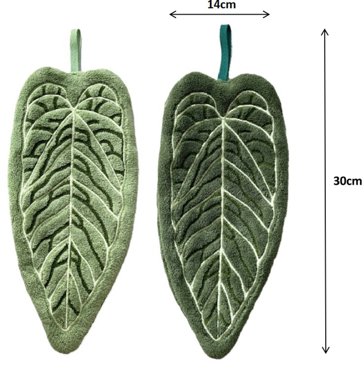 Towels - Towel Set - Soft, absorbent coral fleece kitchen and bathroom towels with hanging loops for easy dishwashing and hand washing - 2-pack (dark green, light green)