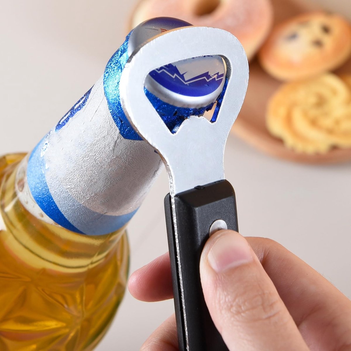 Bottle Opener - Manual Can Opener - Perforated Bottle Opener - Double Ended Wall Mounted Bottle Opener - Stainless Steel Bottle Opener for Beer and Cans - Small Bottle Opener - Suitable for Camping and Travel Use