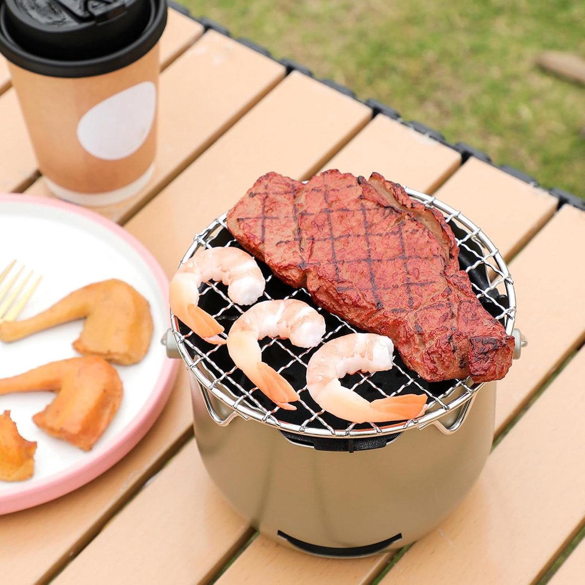 Grill - Portable Charcoal Grill - Mini Stainless Steel Charcoal Grill - Small Outdoor Grill - Suitable for Camping, Backyard BBQs, RVs and Picnics (Green)