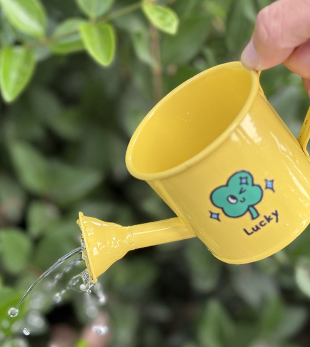 Casting Kettle - Iron Garden Small Household Casting Kettle - Bucket - Four-Leaf Clover - Yellow