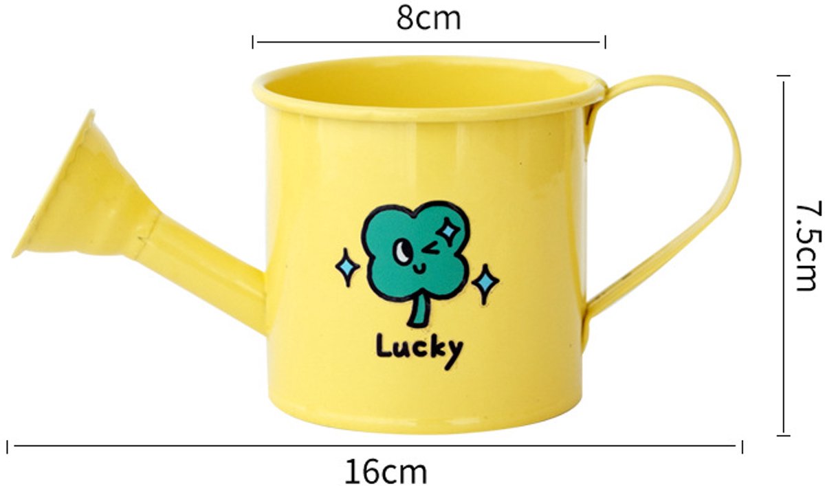 Casting Kettle - Iron Garden Small Household Casting Kettle - Bucket - Four-Leaf Clover - Yellow