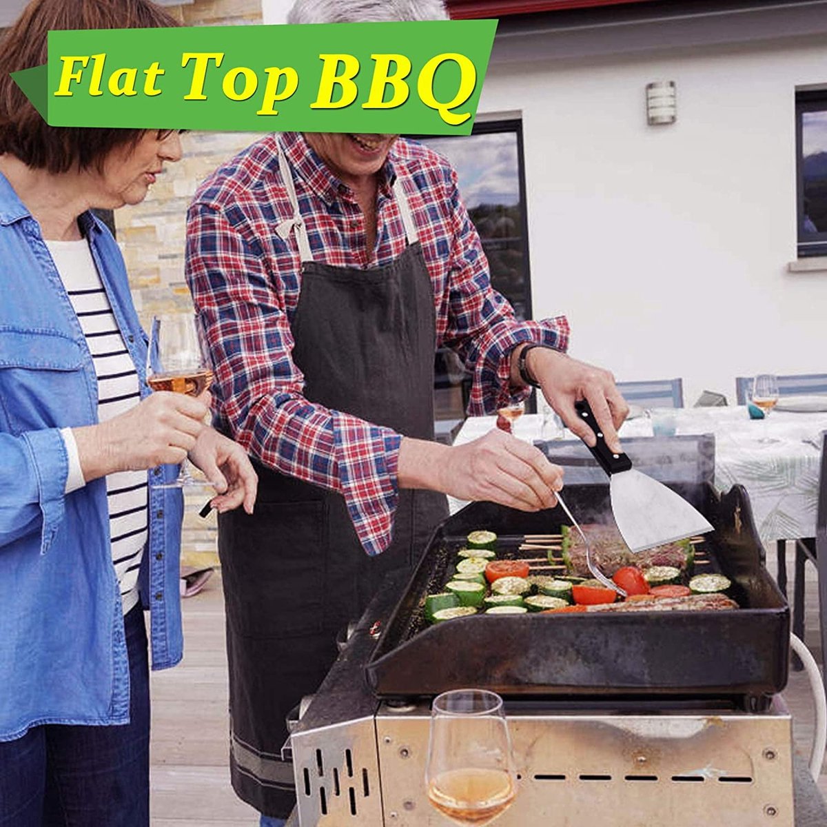 Spatulas - Pan Scrapers 2-Piece Set - For Food Processing and Cleaning - Perfect for Teppanyaki Flat Top Grills Indoor and Outdoor