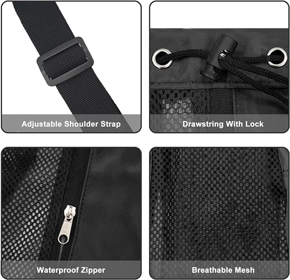 Backpack - Sports Bag - Travel Bag - Training Bag - Swimming Bag - 30*15*45cm - Mesh Material - Drawstring Design - Side Storage Space - Unisex - Suitable for Fitness, Swimming, Travel, Dancing, Camping（Gray）