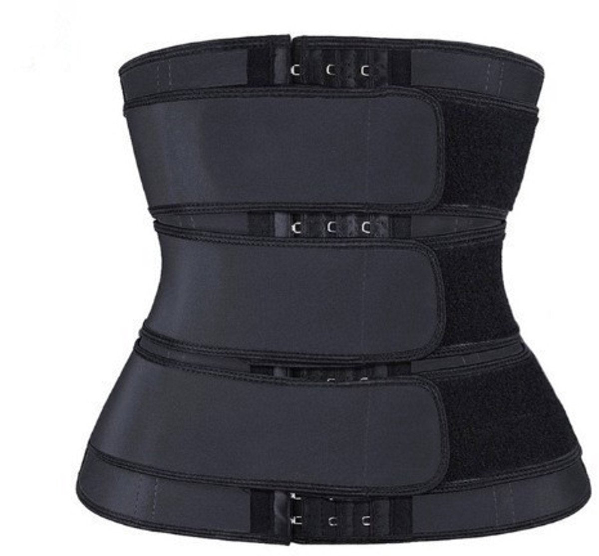 Women Sweat Reducer Training Belt - Sweatband - Waist Trainer - Slimming Belly Band - 3-Row Closure &amp; Breathable Material - Extended Sizes (S to 6XL) - Black,S