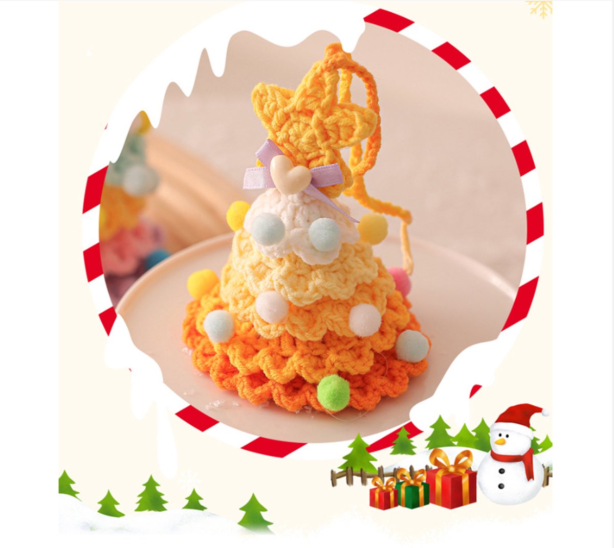 Christmas Decorations - Crochet Christmas Tree Bell Decorations - Small Christmas Decorations - Car Decorations - Style G
