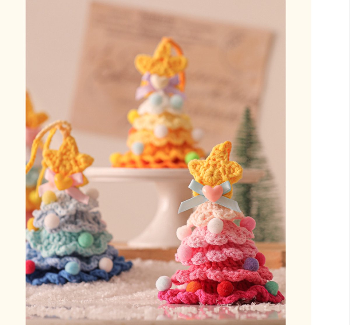 Christmas Decorations - Crochet Christmas Tree Bell Decorations - Small Christmas Decorations - Car Decorations - Style G