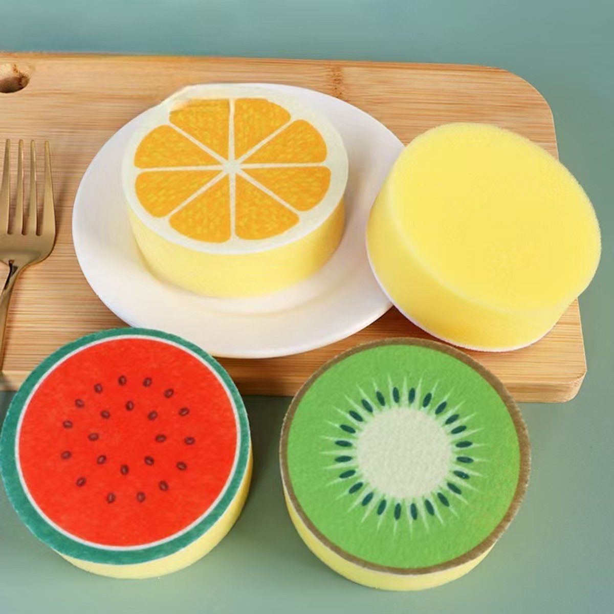 Dishwashing sponge - 4-piece set - Double-sided cleaning sponge - Dish cloth - Suitable for kitchen and bathroom