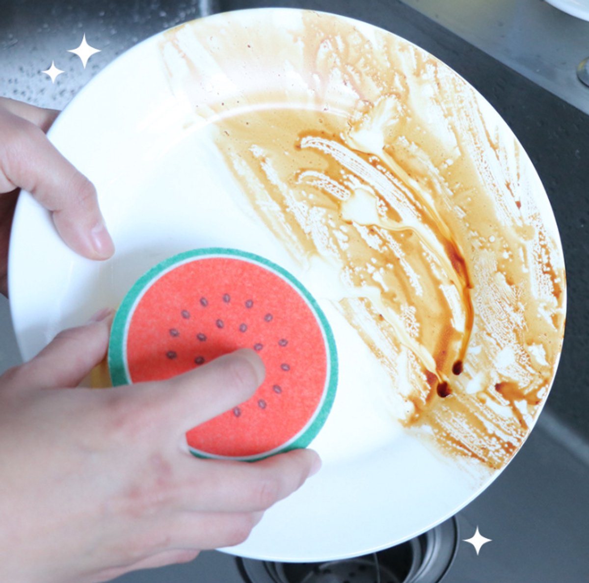 Dishwashing sponge - 4-piece set - Double-sided cleaning sponge - Dish cloth - Suitable for kitchen and bathroom