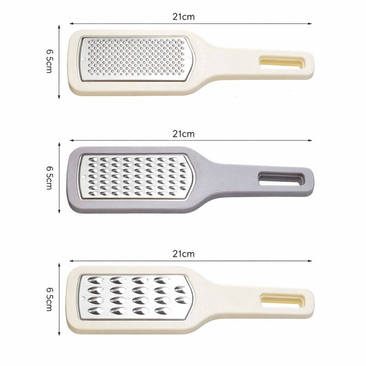 Grater - 3-piece set - Hand grater - Cheese grater - Ginger grater - Garlic grater - Stainless steel - Dishwasher safe - Silver