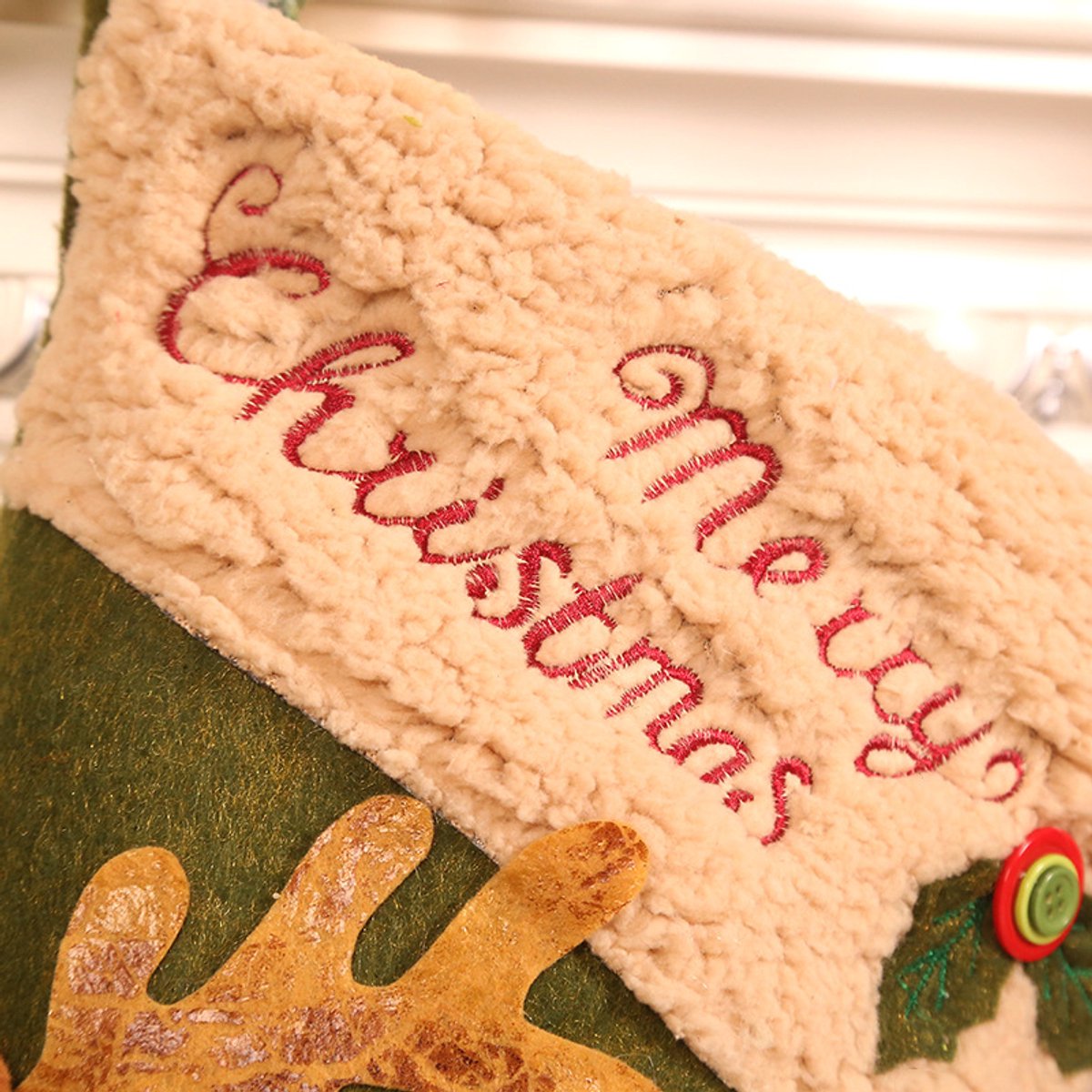 Gift Bags - 23 Inch Christmas Stockings - Santa and Reindeer Pattern - Extra Soft Plush Cuff - Classic Christmas Stocking Decoration - Perfect for Family Holiday Decor（B）