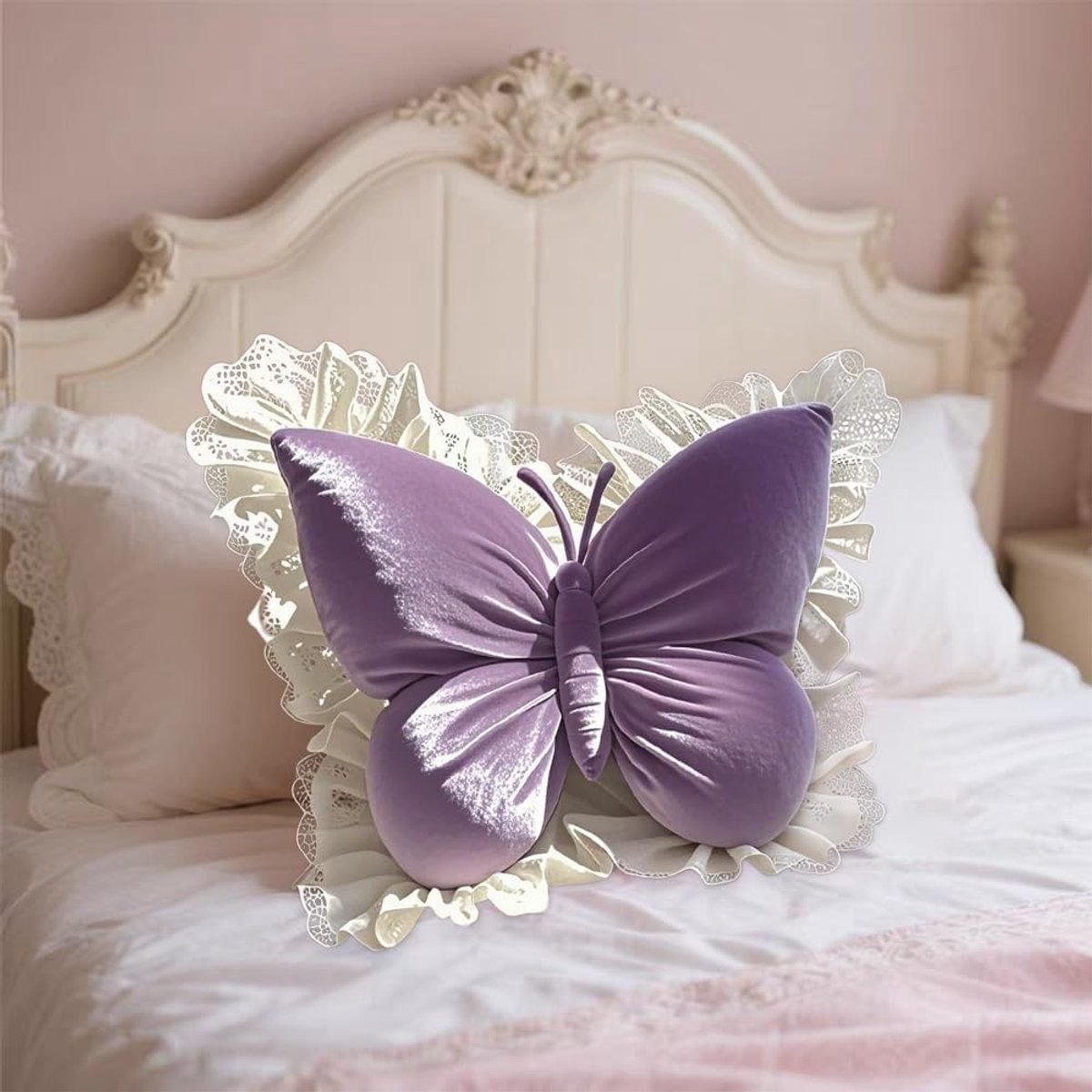Decorative Cushions - Butterfly-shaped decorative cushion - Soft, supportive cushion - Suitable for office chairs and car seats (Purple)