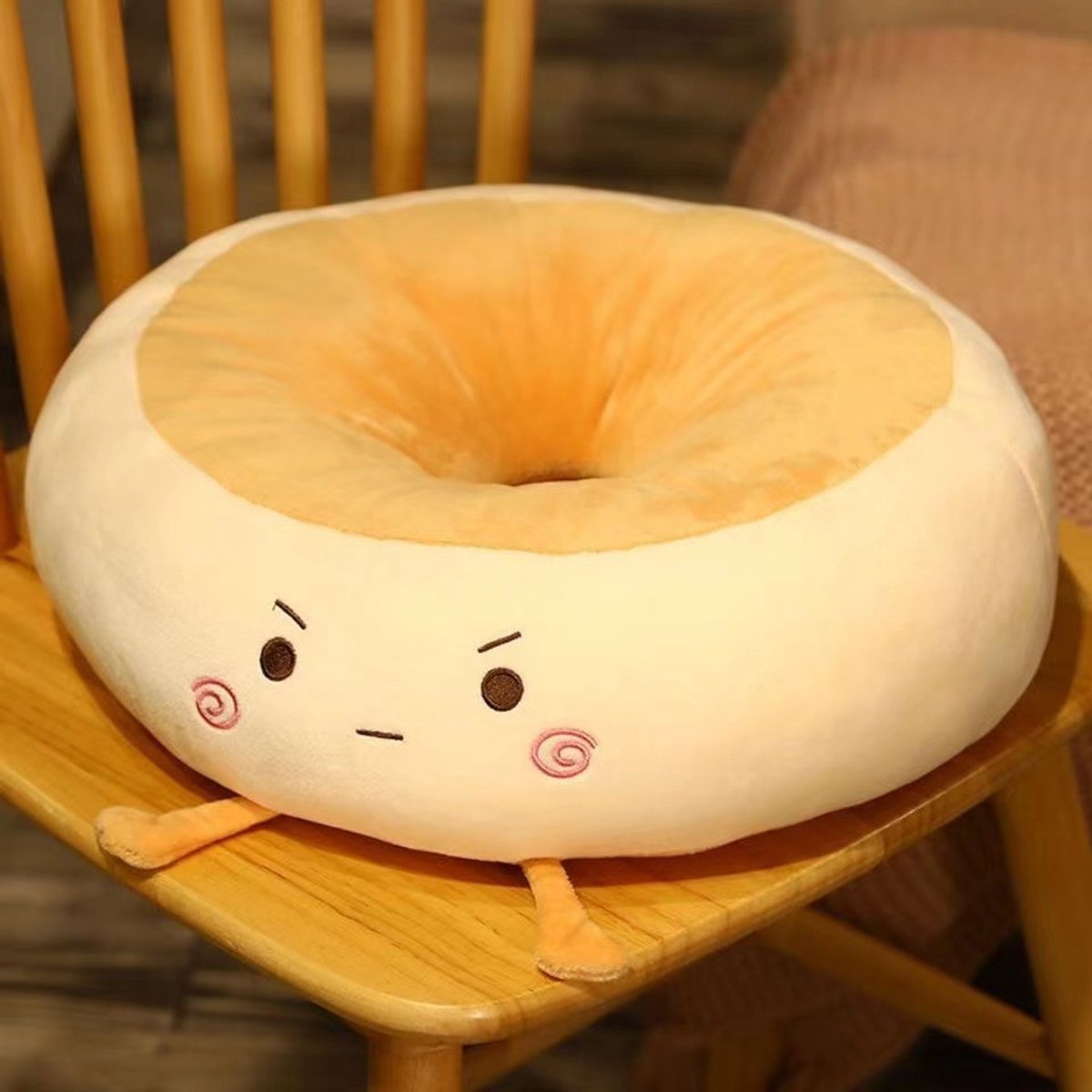 Round Seat Cushion - Round Chair Cushion - Donut Seat Cushion - Cute and Soft Decorative Cushion - Cartoon Design - Suitable Chairs for Bedrooms, Schools and Offices - 38*38*14cm (Angry Style)
