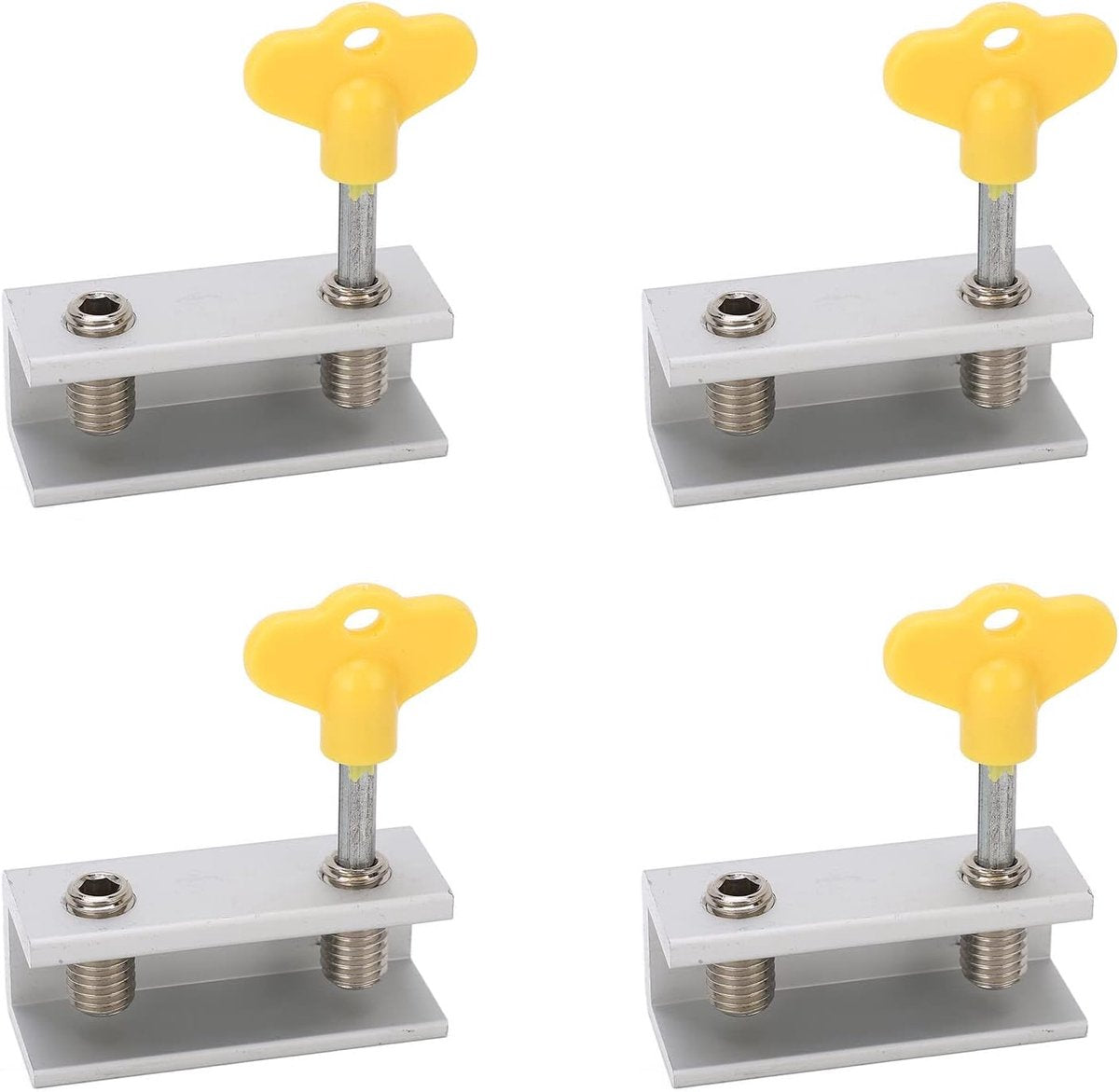 4-pack Door &amp; Window Security - Aluminum and Stainless Steel - Reusable Window Locks - Improved Airflow - With Protective Pads - Suitable for Offices