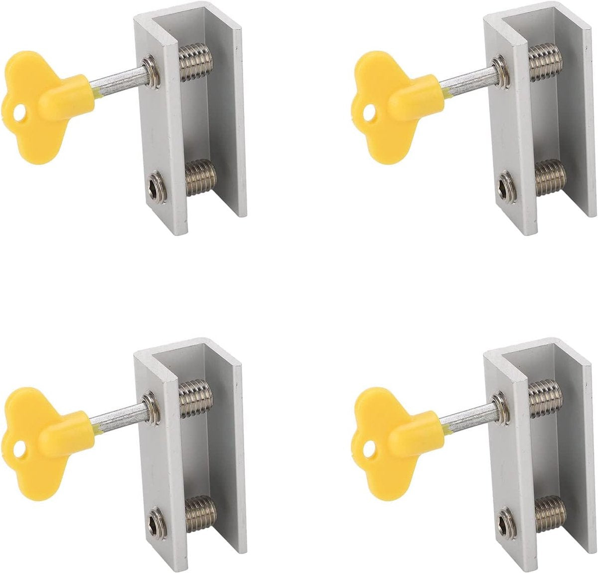 4-pack Door & Window Security - Aluminum and Stainless Steel - Reusable Window Locks - Improved Airflow - With Protective Pads - Suitable for Offices
