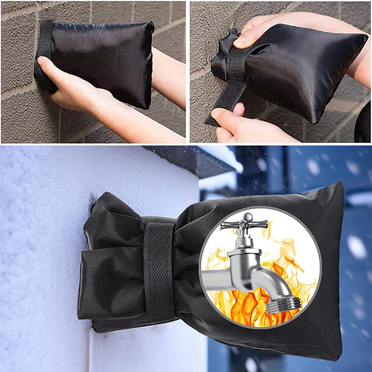 Anti-freeze cover for water taps - 3-piece pack - Insulated anti-freeze cover - Protective cover for water pipes against ice formation