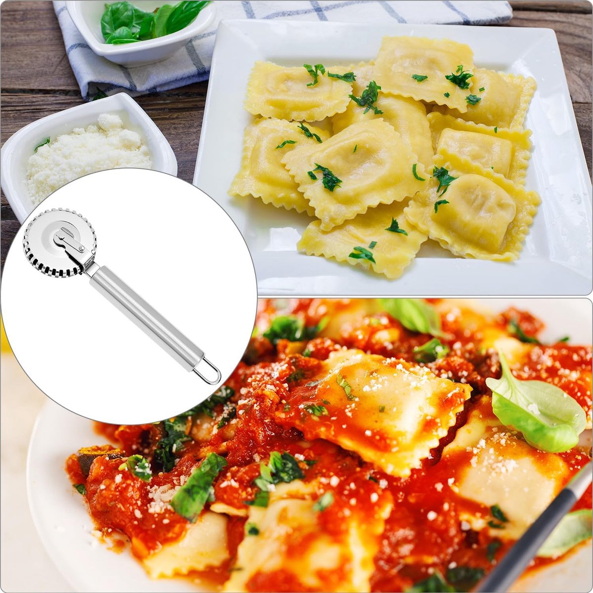 Luxury Rotary Cutter for Embossing - Baking Tools - Dough and Pastry Tools Made of Stainless Steel - Equipped with an Ergonomic Handle - Dishwasher Safe - Suitable for Cutting, Sealing and Pressing