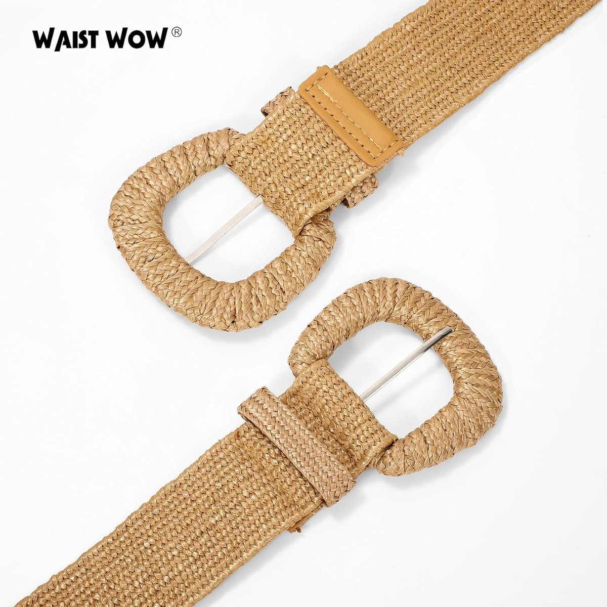 Belts - Women's stretch straw belts - Fashionable Bohemian belts - Rattan belts Raffia women's belts
