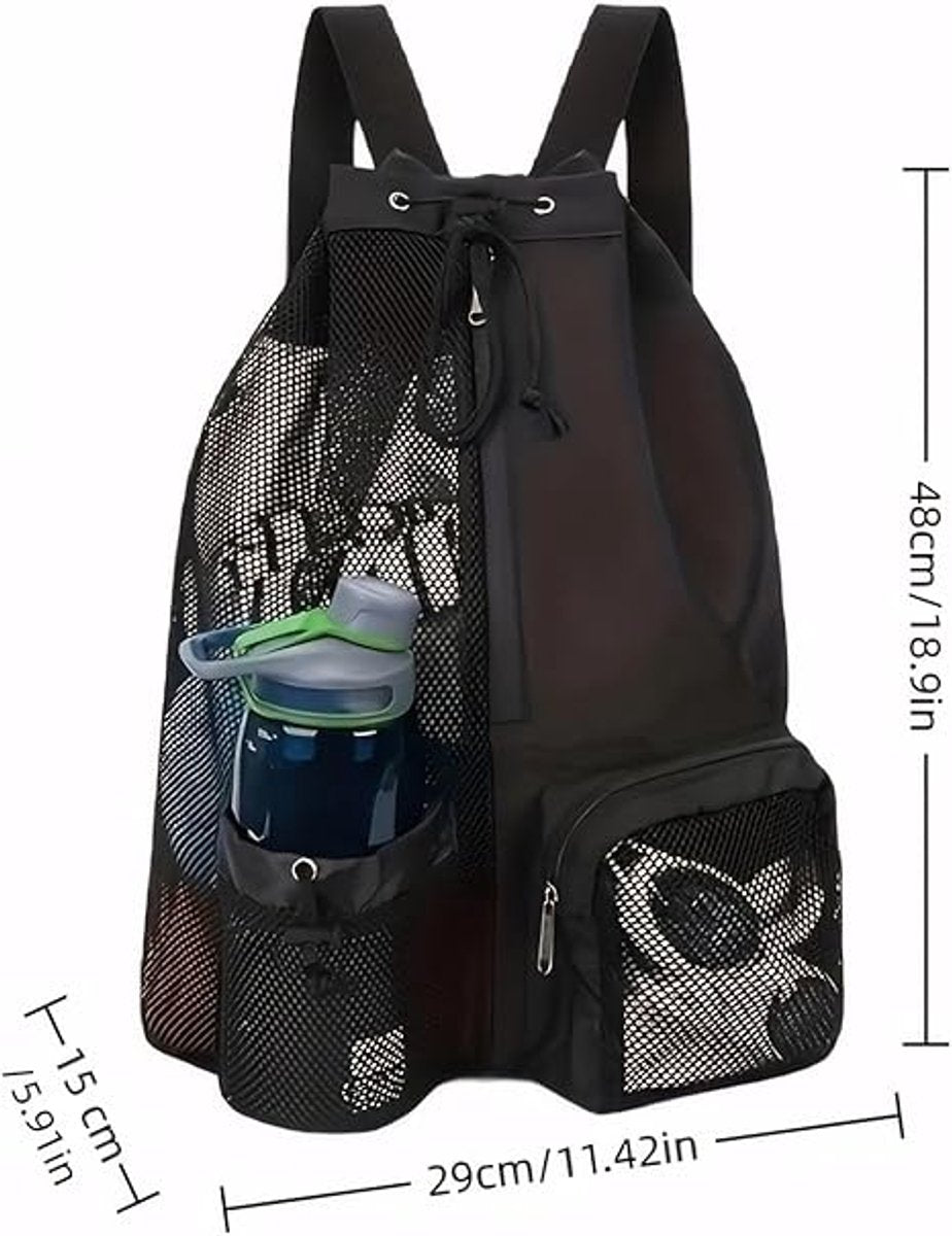 Backpack - Sports Bag - Travel Bag - Training Bag - Swimming Bag - 30*15*45cm - Mesh Material - Drawstring Design - Side Storage Space - Unisex - Suitable for Fitness, Swimming, Travel, Dancing, Camping（Yellow）
