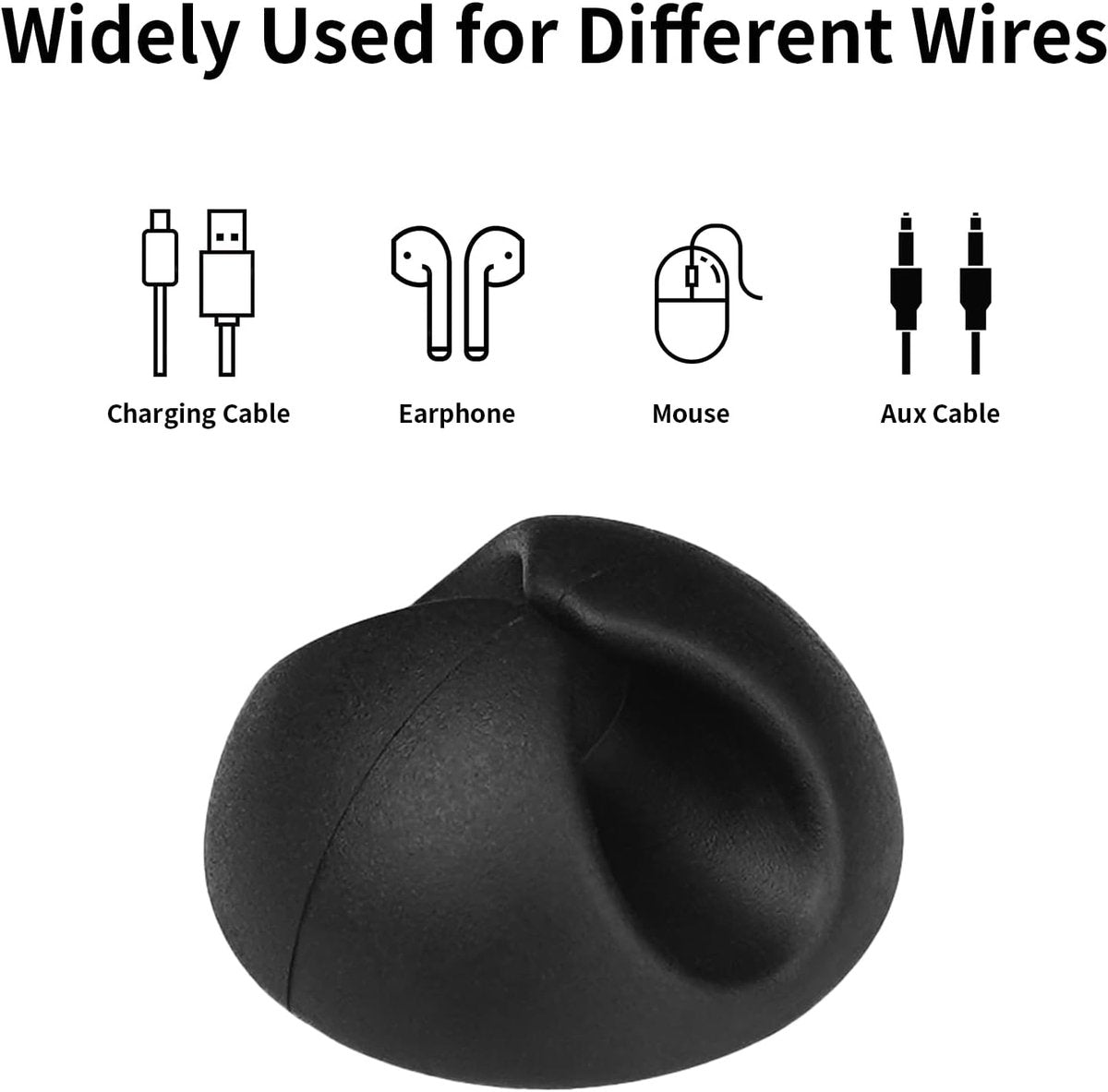 Pack of 12 Cable Clips - Black, Self-Adhesive Cable Organizer - Charger Holder - Cable Organizer - Suitable for bedside tables, desks, offices and for storing mice.