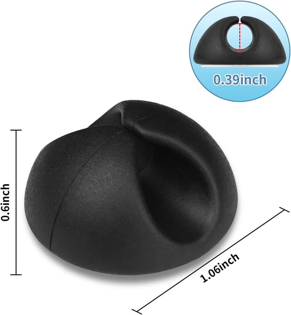 Pack of 12 Cable Clips - Black, Self-Adhesive Cable Organizer - Charger Holder - Cable Organizer - Suitable for bedside tables, desks, offices and for storing mice.