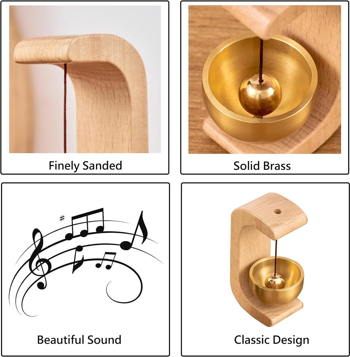 Wind Chime - Magnetic Wind Chime - Wooden Doorbell - Wooden Shop Bell - For Opening Doors (Light Brown)