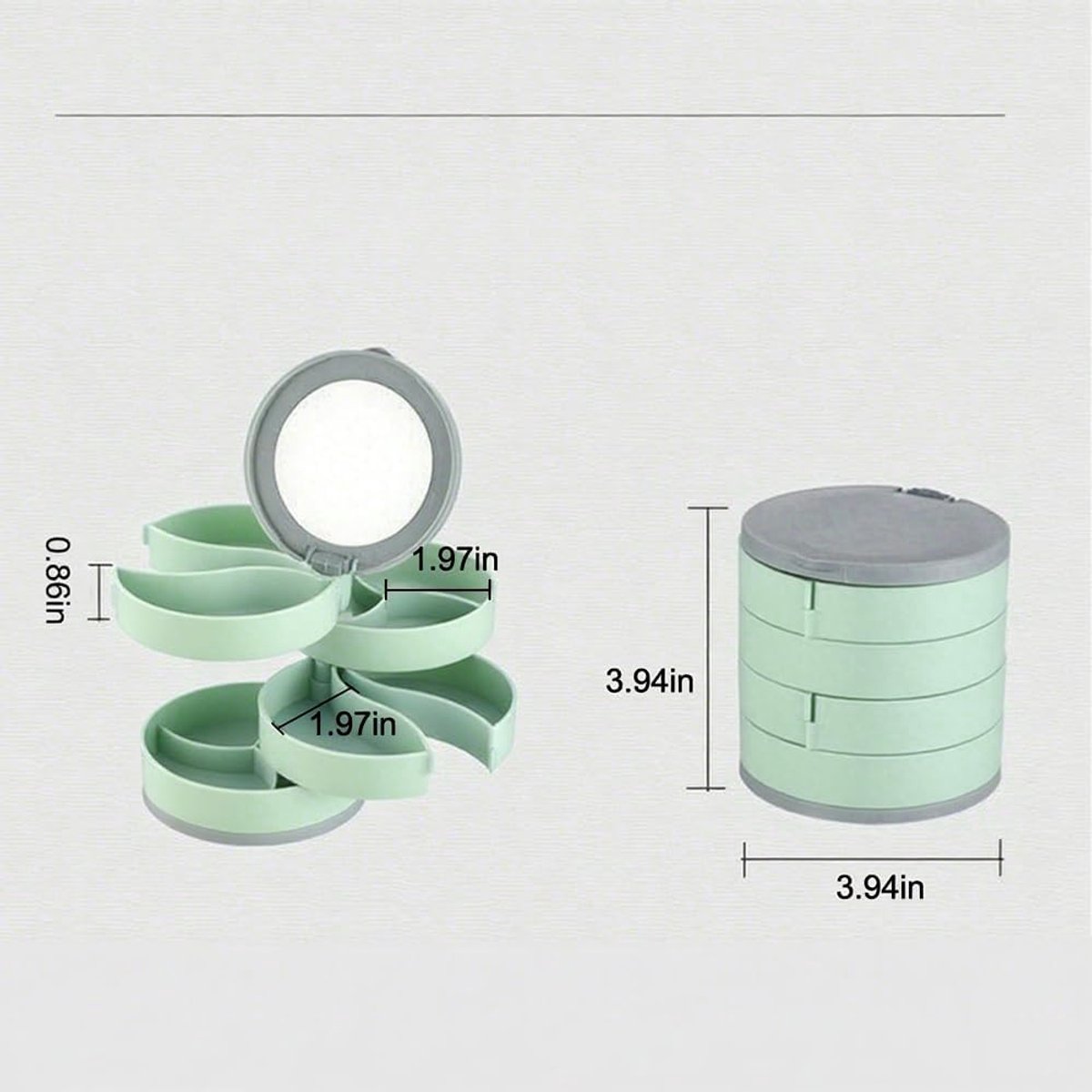 Jewelry Box - Foldable Storage Box - Rotating Jewelry Box with Multiple Layers - Elegant Storage Box for Earrings - Dust-free and Compact - Suitable for Earrings and Jewelry (Vegetable)