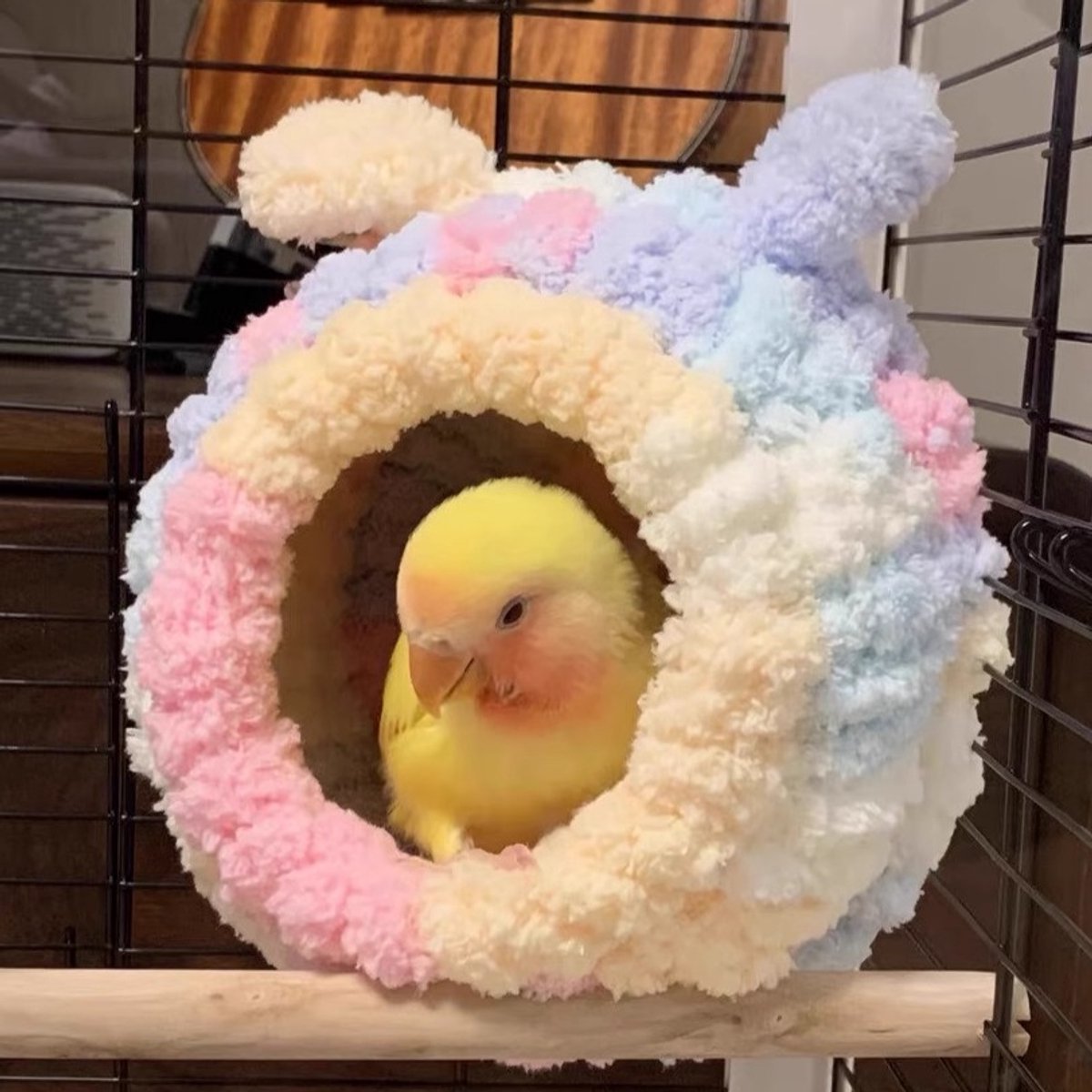 Birdhouse - Indoor Bird Nest - Plush Bird Nest - Winter Bird Nest - Comfortable Nest - Suitable for birds, parrots, hamsters and other small pets (Rainbow)