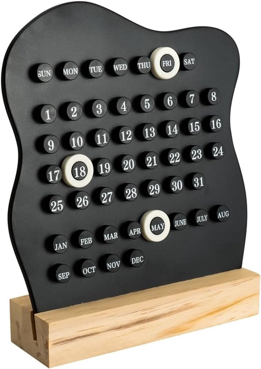 Desktop Perpetual Calendar - 2026 Calendar - Reusable Block Calendar for the Desk - 2026 Monthly Calendar - Modern Ring Date Calendar - Black