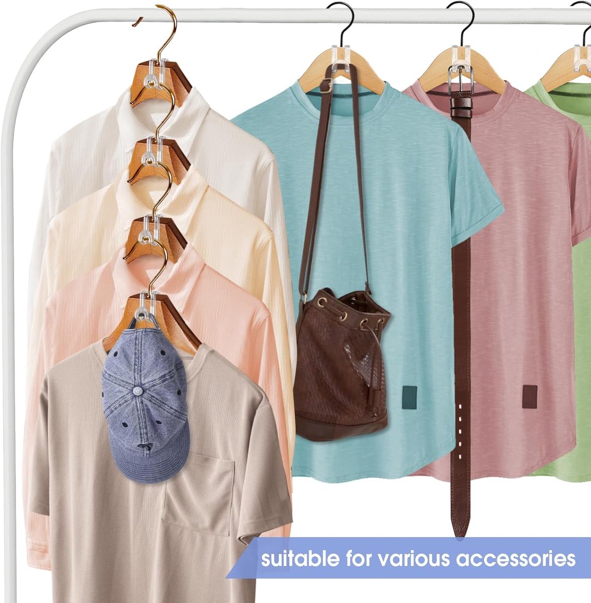 Hanger Hooks | Hooks - S-Hook Hangers - Transparent - 100 Pieces - Coat Hook - Space-Saving Hanger Connector Hooks - Plastic Hanger Connectors - Ideal for Organizing Your Wardrobe