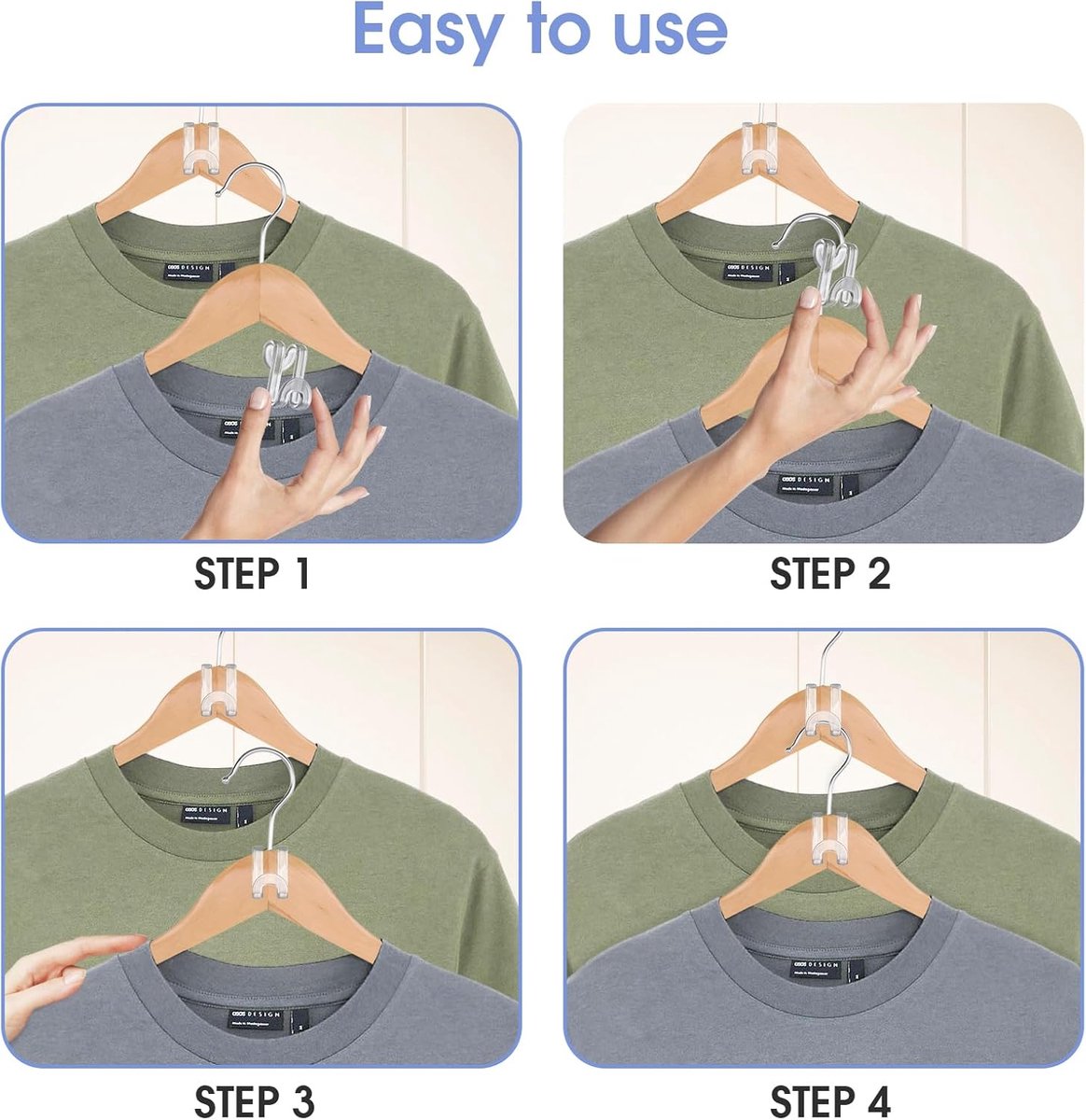 Hanger Hooks | Hooks - S-Hook Hangers - Transparent - 100 Pieces - Coat Hook - Space-Saving Hanger Connector Hooks - Plastic Hanger Connectors - Ideal for Organizing Your Wardrobe