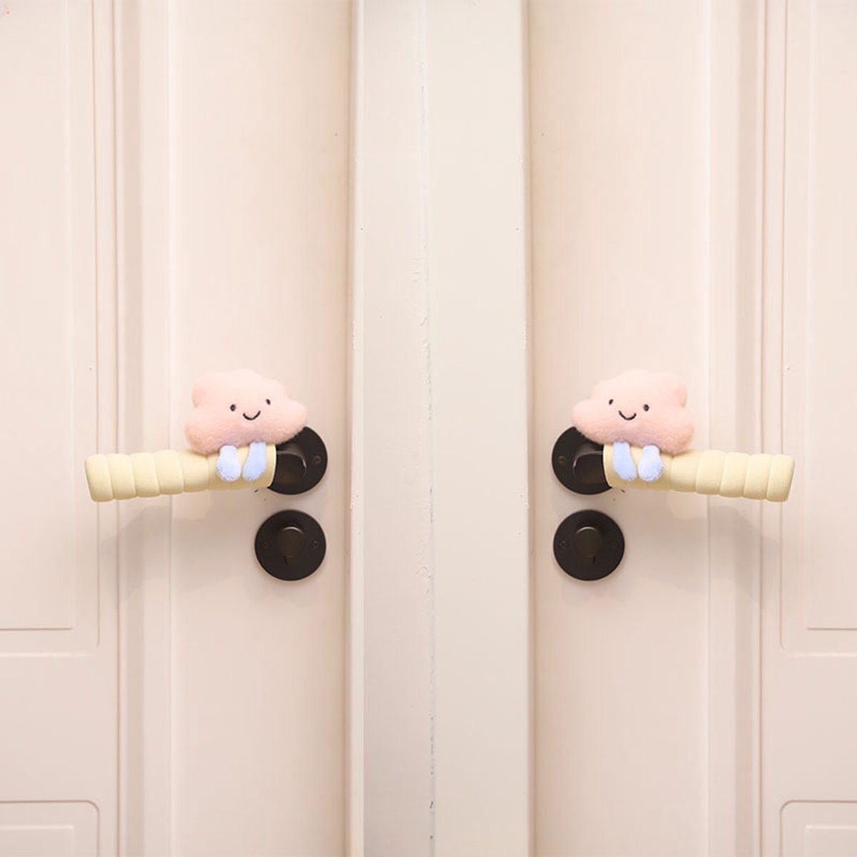 Protective Cover - Set of Two - Cute Cloud-Shaped Door Handle Gloves - Decorative Door Handle Protector Cover - Door Accessories (Pink)