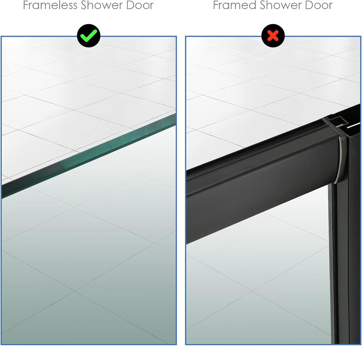 No-Drill Shower Door Hooks - 2-Pack for Rimless Glass Doors - Rubber Scratch Protection