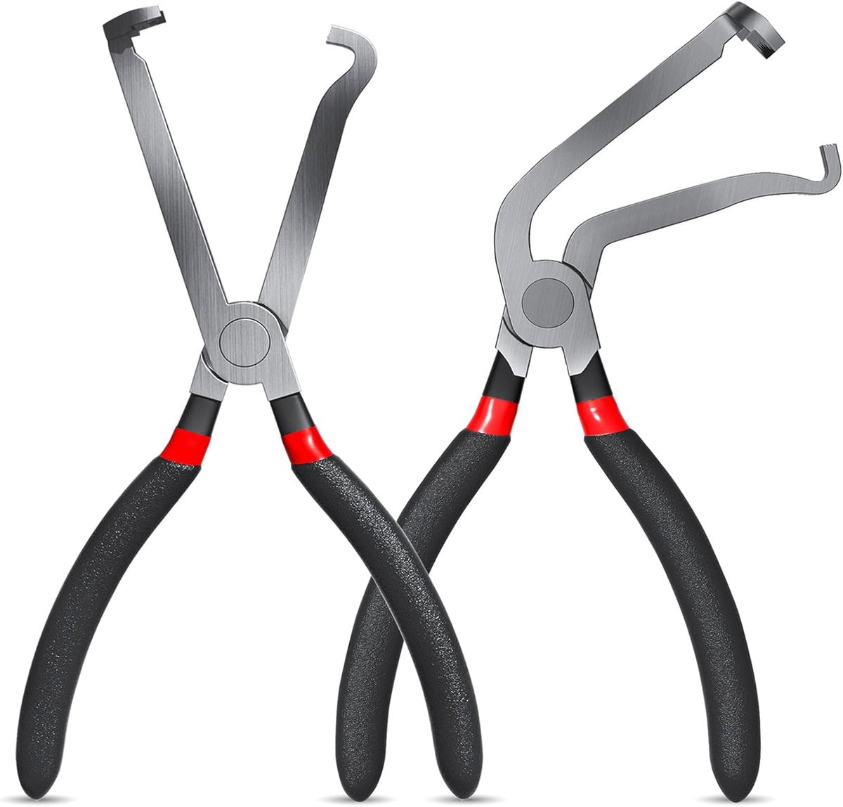 2-Pack Auto Electrical Disconnect Pliers Set - Straight &amp; 60° Angle for All Reach - Non-Slip Handles