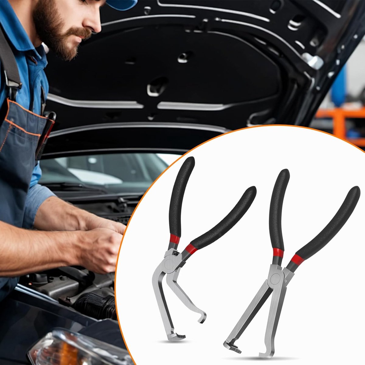 2-Pack Auto Electrical Disconnect Pliers Set - Straight & 60° Angle for All Reach - Non-Slip Handles