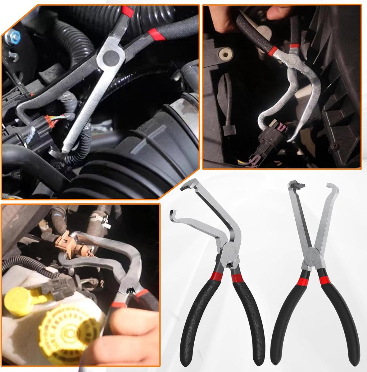 2-Pack Auto Electrical Disconnect Pliers Set - Straight & 60° Angle for All Reach - Non-Slip Handles