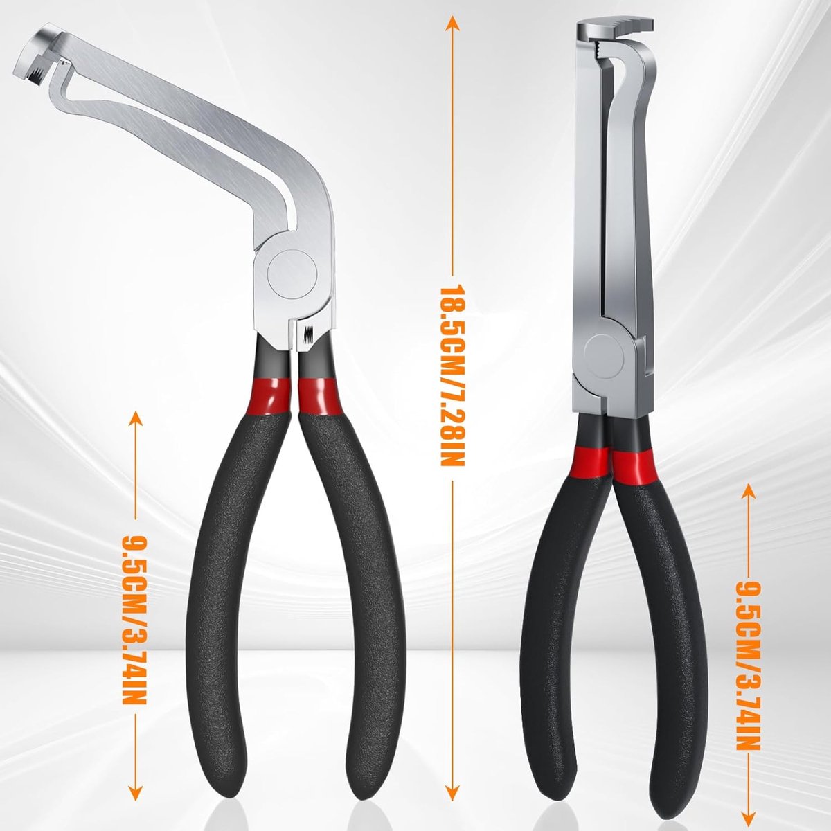 2-Pack Auto Electrical Disconnect Pliers Set - Straight & 60° Angle for All Reach - Non-Slip Handles