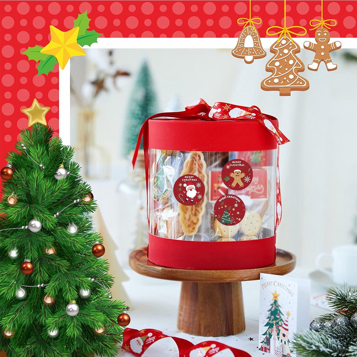 Stickers - Christmas Stickers - Cartoon Stickers - 2 Rolls - Approximately 500 stickers per roll - The best choice for decorating Christmas gifts