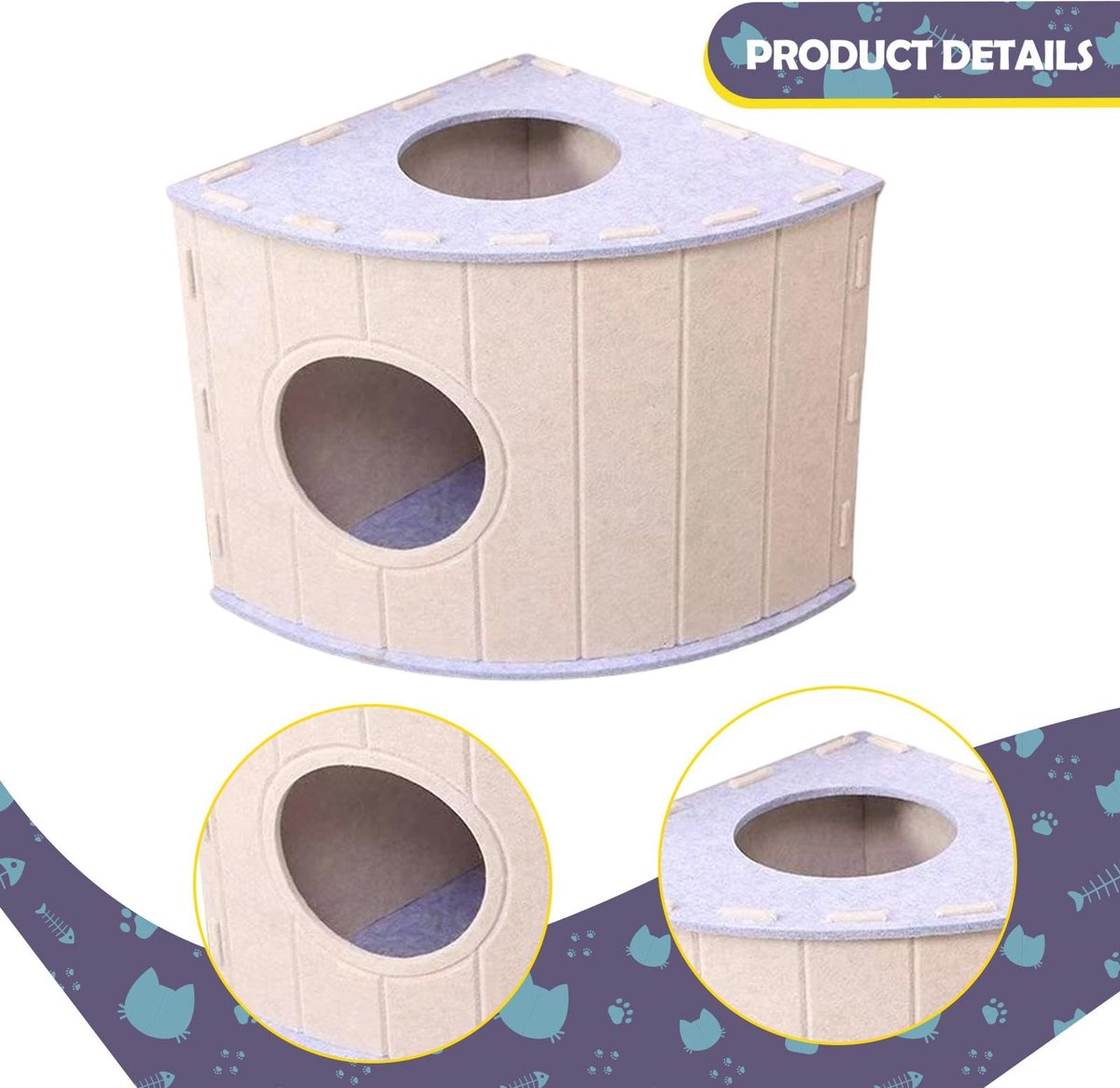 Cat House - Cat Basket - Cat Den - Felt-Shaped Cat Bed - Suitable for All Seasons - Warm | Scratch-Resistant - Pet Bed | Deep Sleeping Bed - Light Blue