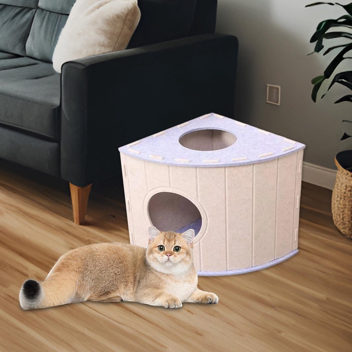 Cat House - Cat Basket - Cat Den - Felt-Shaped Cat Bed - Suitable for All Seasons - Warm | Scratch-Resistant - Pet Bed | Deep Sleeping Bed - Light Blue