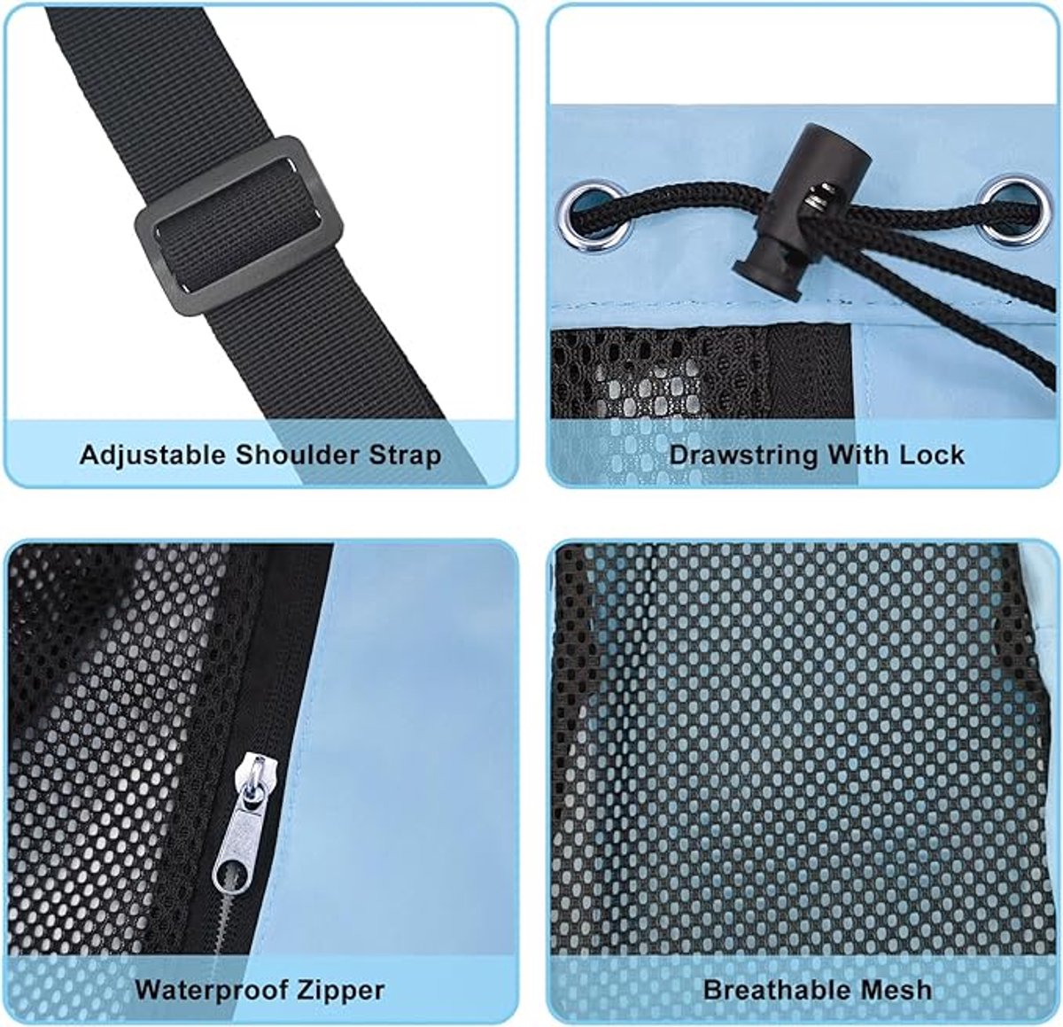 Backpack - Sports Bag - Travel Bag - Training Bag - Swimming Bag - 30*15*45cm - Mesh Material - Drawstring Design - Side Storage Space - Unisex - Suitable for Fitness, Swimming, Travel, Dancing, Camping（Blue）