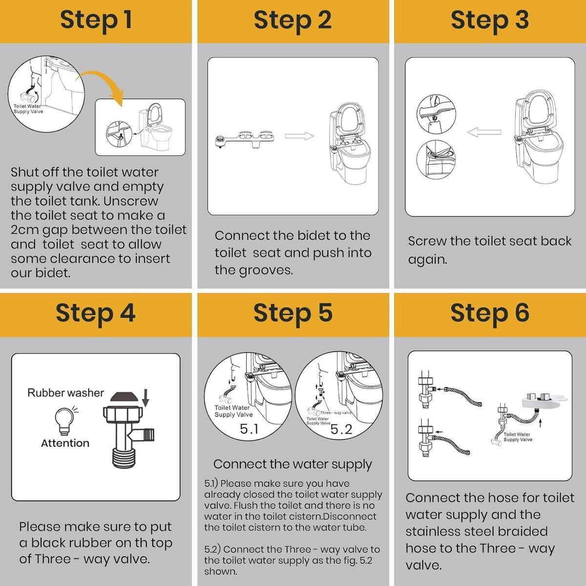 bidet - Toilet bidet | With 2 spray heads - Self-cleaning bidet spray - Adjustable water pressure - Toilet bidet attachment - Comes with a bidet installation video