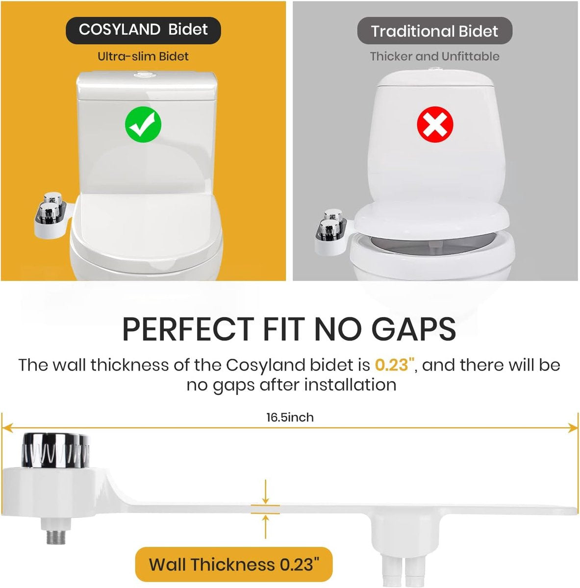 bidet - Toilet bidet | With 2 spray heads - Self-cleaning bidet spray - Adjustable water pressure - Toilet bidet attachment - Comes with a bidet installation video