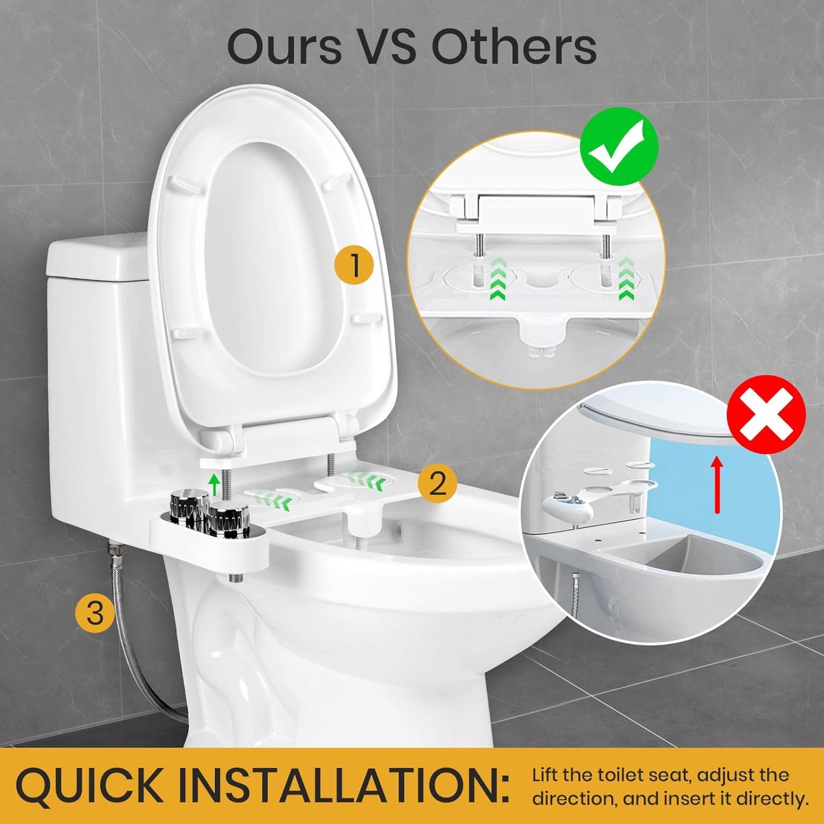 bidet - Toilet bidet | With 2 spray heads - Self-cleaning bidet spray - Adjustable water pressure - Toilet bidet attachment - Comes with a bidet installation video