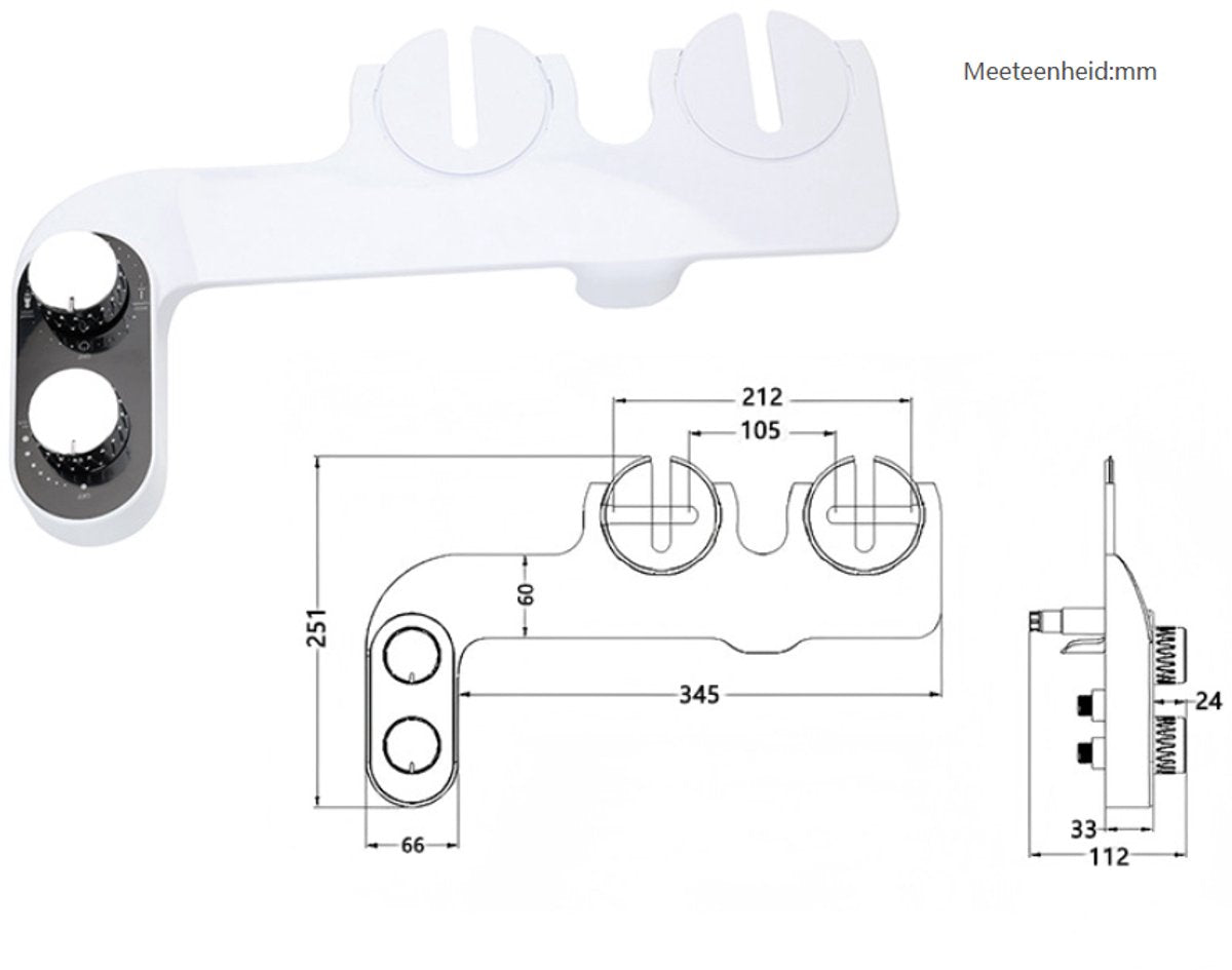 bidet - Toilet bidet | With 2 spray heads - Self-cleaning bidet spray - Adjustable water pressure - Toilet bidet attachment - Comes with a bidet installation video
