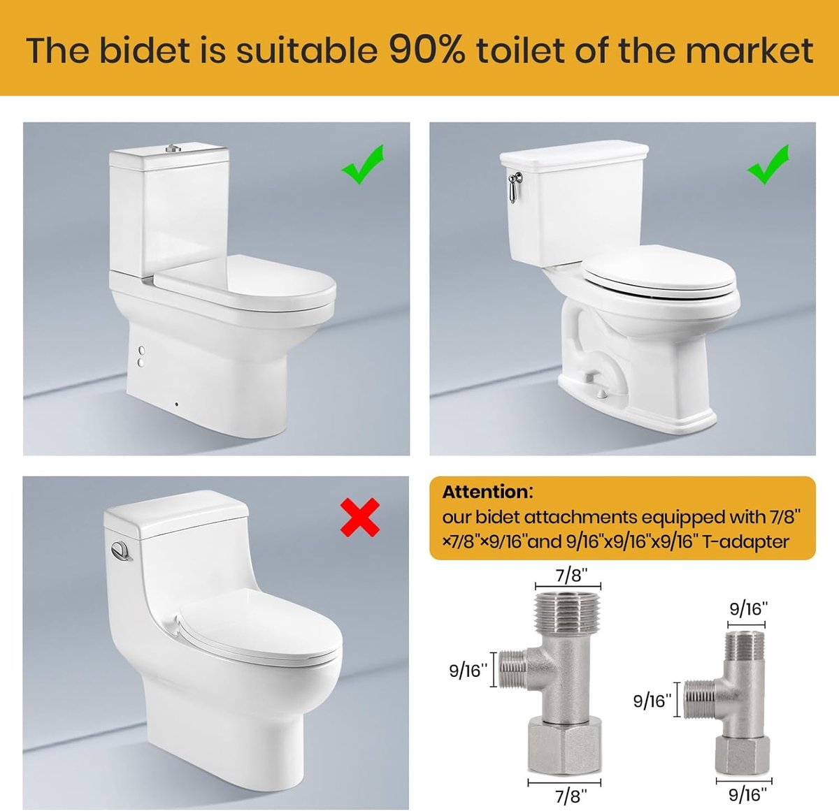 bidet - Toilet bidet | With 2 spray heads - Self-cleaning bidet spray - Adjustable water pressure - Toilet bidet attachment - Comes with a bidet installation video