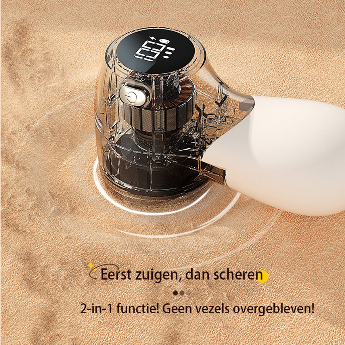 Rechargeable Lint Remover with Display - Lint Remover - Suction and Shave Function - Lint Remover - Type-C Charging - 3 Working Modes & 6-Blade System - Purple